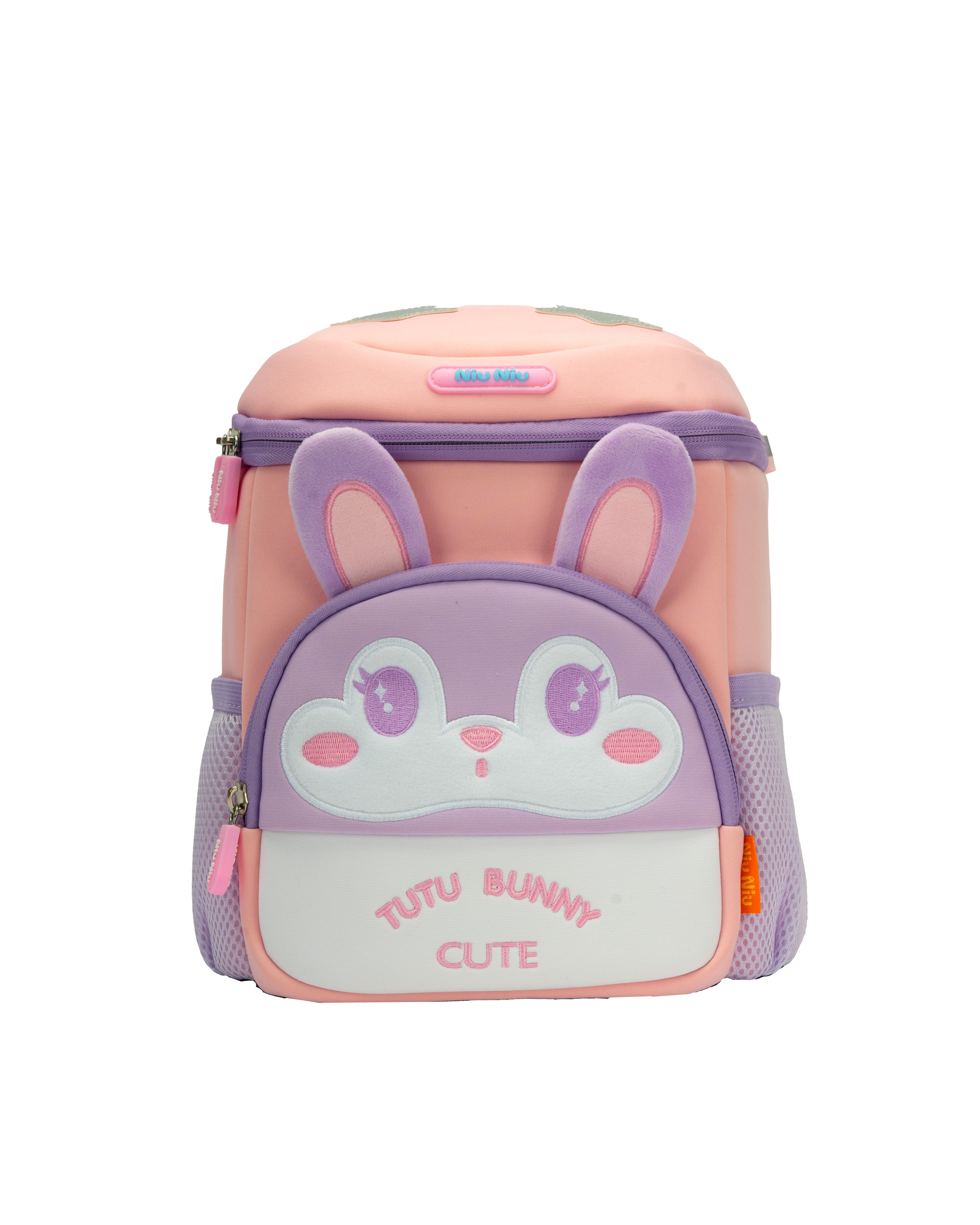 Urban Picks TUTTU Bunny Kids Backpack – Cute 3D Bunny Ears, High-Quality Zippers & Adjustable Straps (Pink, 33 x 23 x 13 cm)