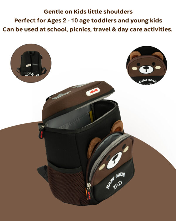 Urban Picks Cute Brown Bear Kids Backpack – Bag with High-Quality Zippers & Adjustable Straps (Brown, 28 X 24 X 14.5 cm) - Image 4