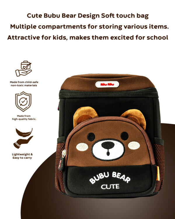 Urban Picks Cute Brown Bear Kids Backpack – Bag with High-Quality Zippers & Adjustable Straps (Brown, 28 X 24 X 14.5 cm) - Image 3